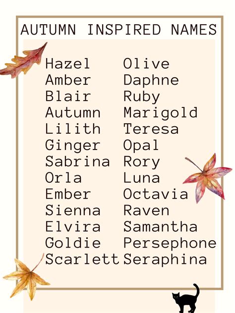 fall names|aesthetic names for fall.